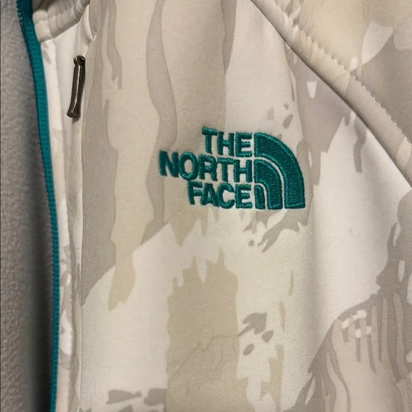 The North Face Camouflage Jacket with Teal Accents - Picture 2 of 5